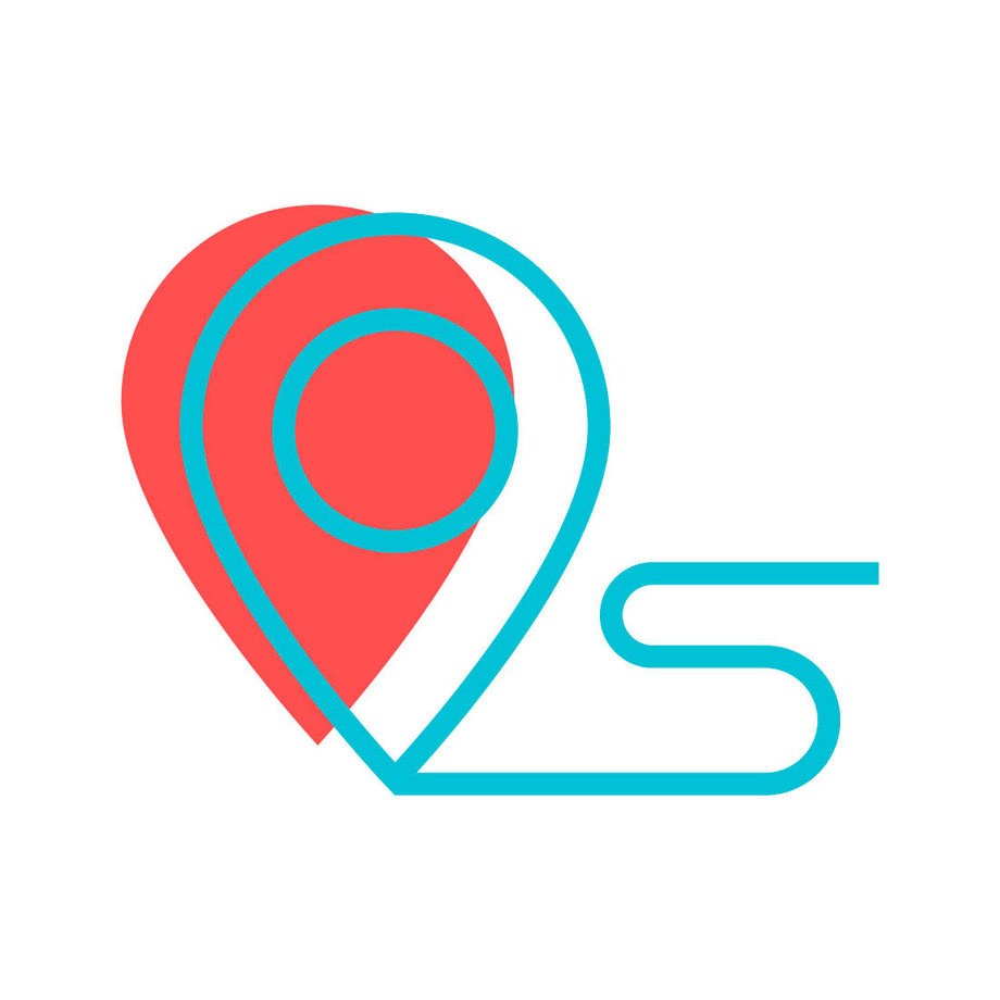 Ein Icon mit stilisierter, tropfenförmiger GPS-Marke. Darunter steht "Logistics, Mobility & Infrastructure".