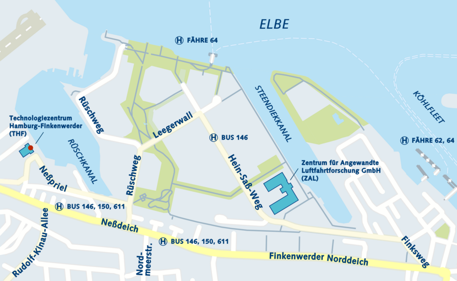 Karte, die den TUHH Standort Finkenwerder zeigt
