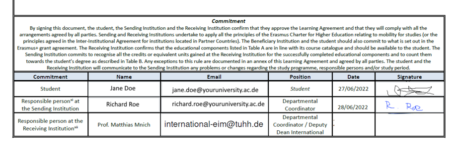 Sample Learning Agreement